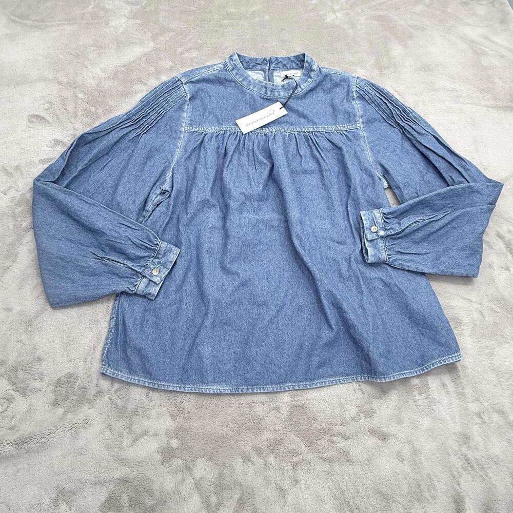 Unsubscribed - Denim Pintuck Blouse in Women’s Size XS